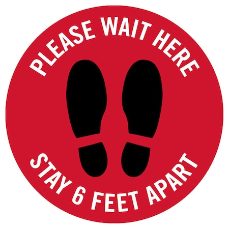 Please Wait Here, 6 Feet Apart, Red, 15, 8479R